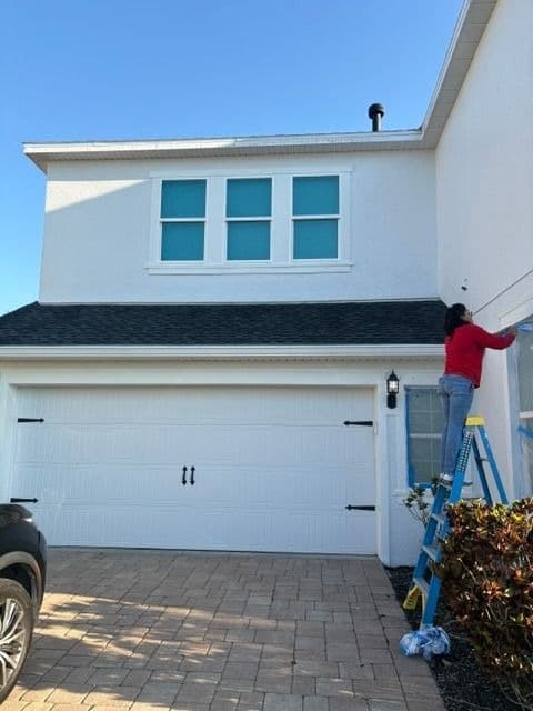 Detail trim work on second-story exterior